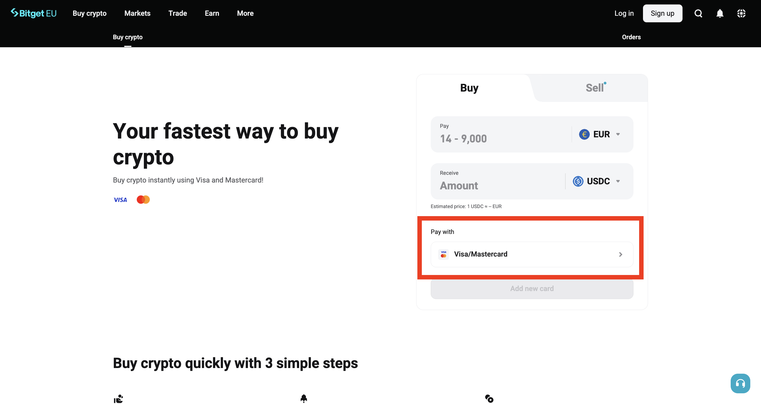 How to Buy Crypto With a Credit/Debit Card on Bitget EU image 2