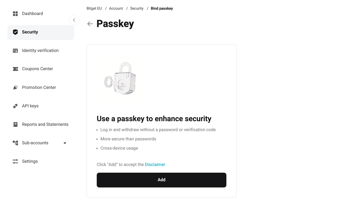 How to Setup Passkey for My Bitget EU Account? - Website Guide
