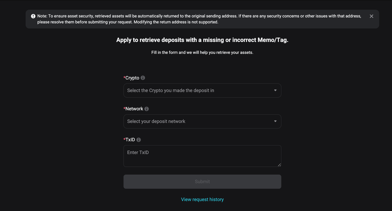 How to Retrieve a Deposit with Wrong/Missing Tag/Memo?