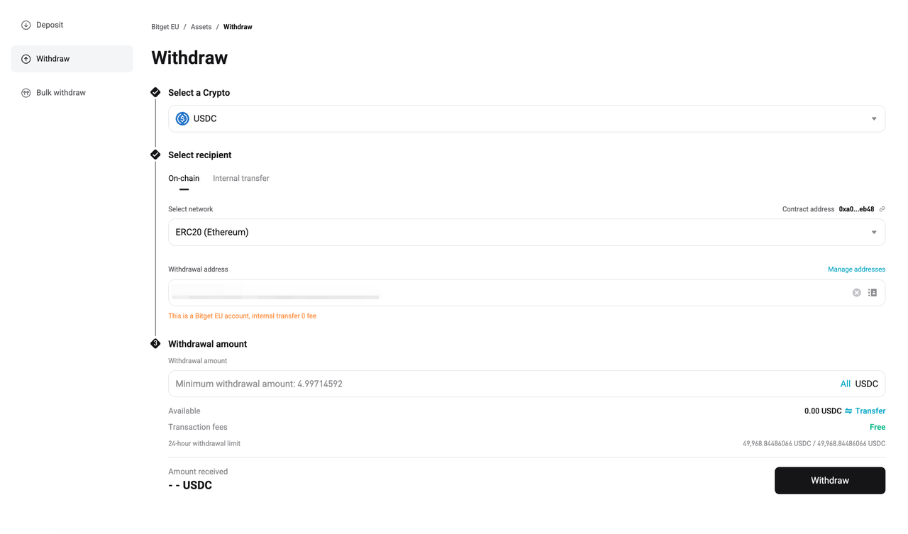 How to Withdraw Cryptocurrency from Bitget EU - Website Guide