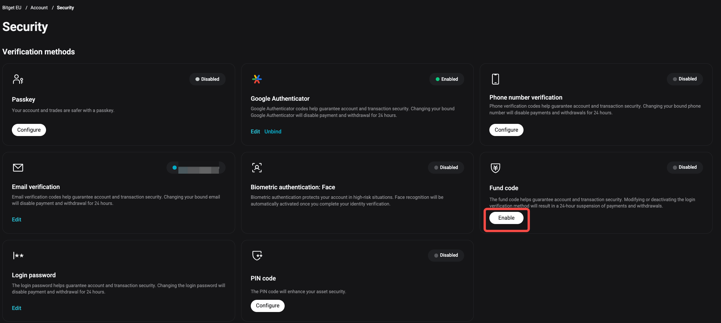 How to Setup Fund Code for My Bitget EU Account? - Website Guide