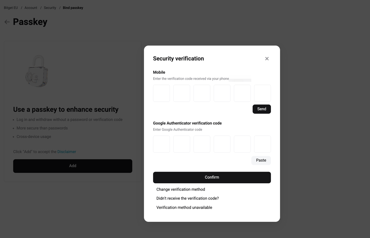 How to Setup Passkey for My Bitget EU Account? - Website Guide