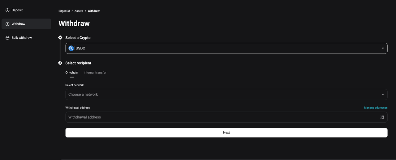 How to Withdraw Cryptocurrency from Bitget EU - Website Guide
