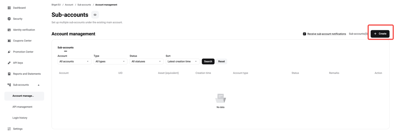 How to Create a Sub-Account on Bitget EU?