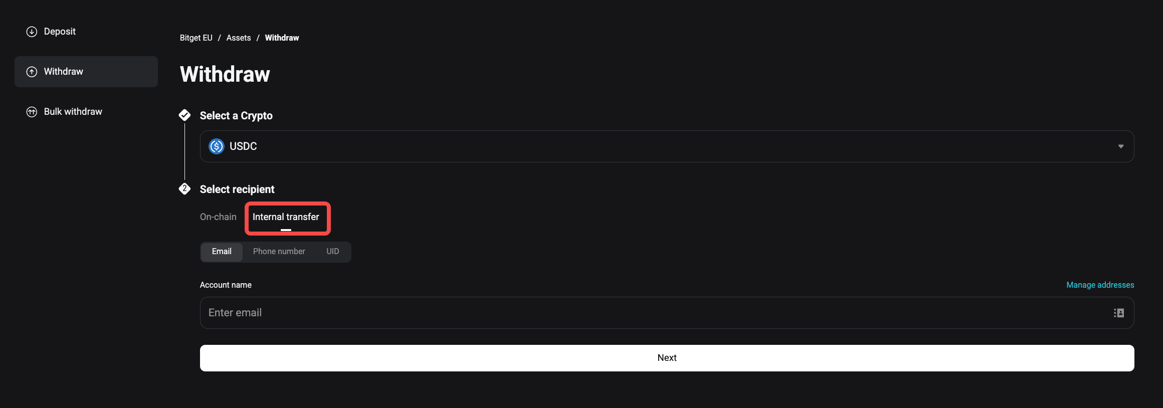 How Do I Make Internal Transfer on Bitget EU - Website Guide