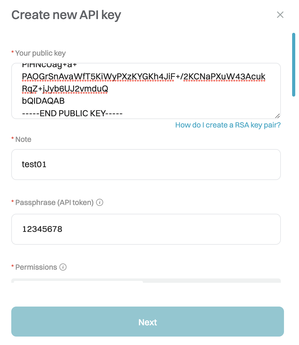 How to create an RSA key pair on Bitget EU