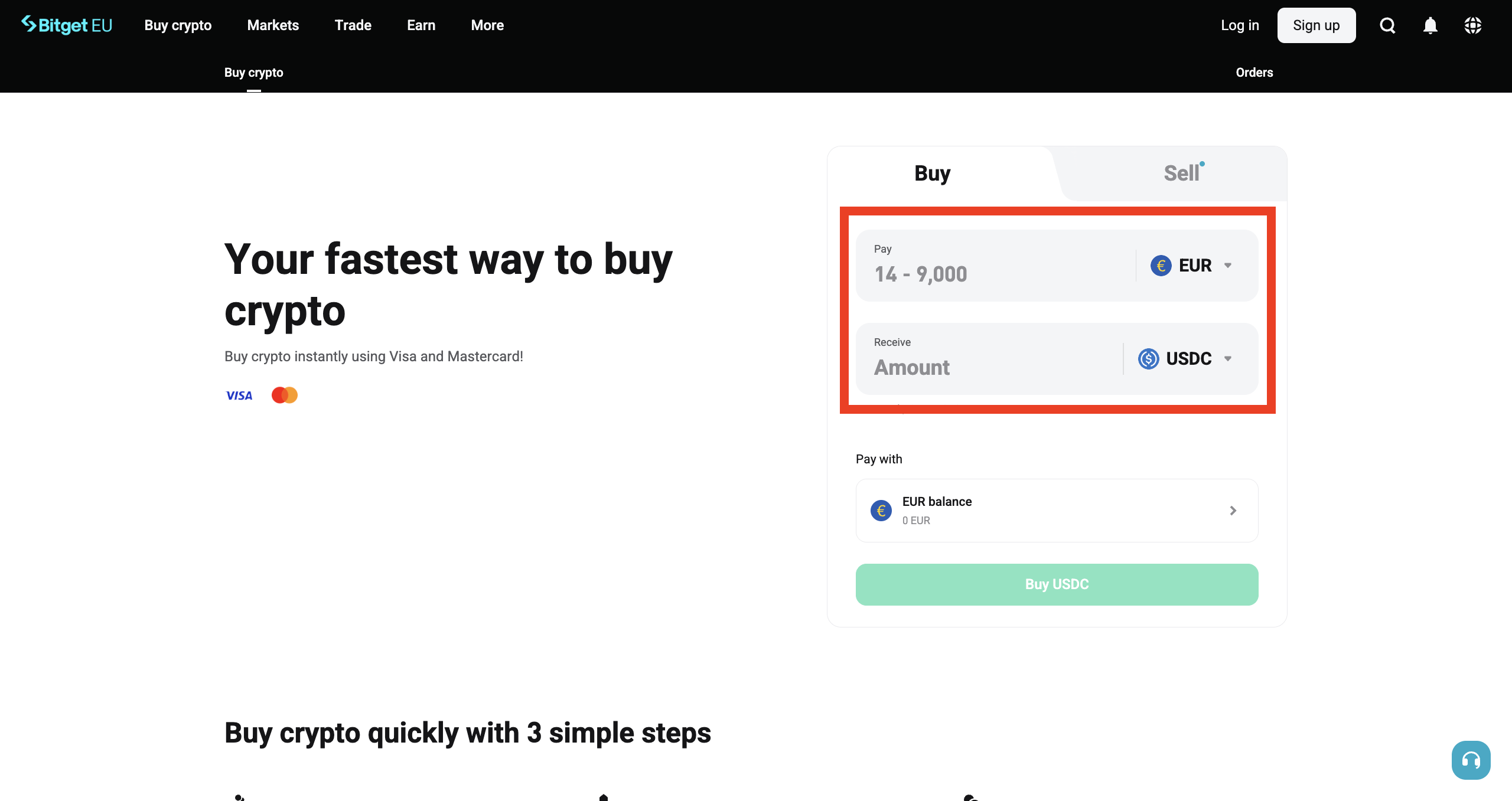 How to Buy Crypto With a Credit/Debit Card on Bitget EU image 1